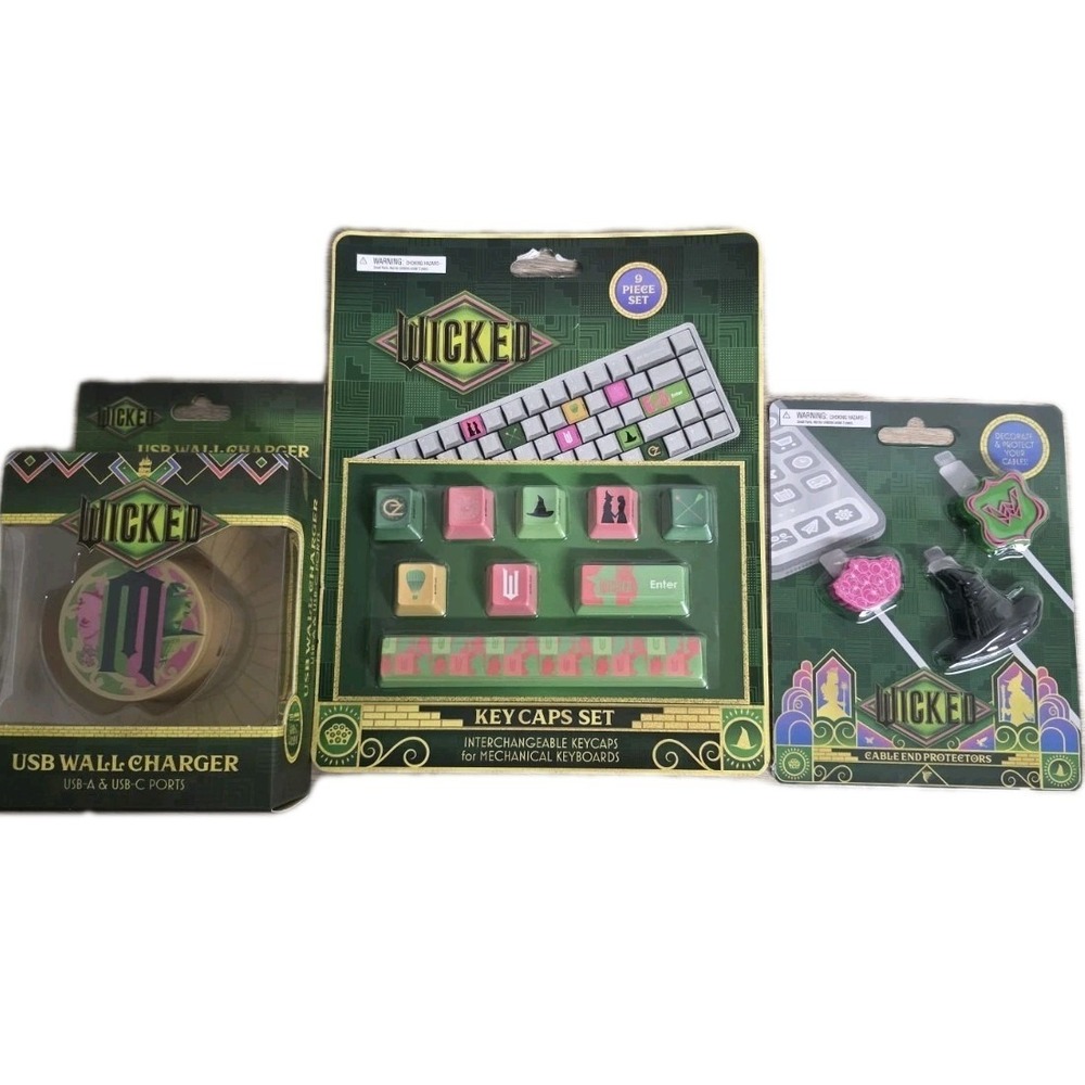 Wicked Tech Accessories Lot Keycaps‎ Charger Cable Protectors NEW